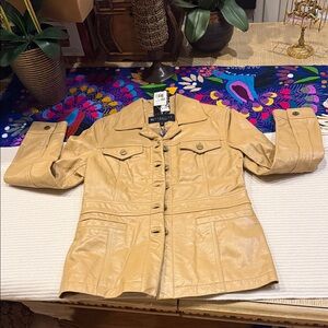 Reaction Kenneth Cole Tan Leather Jacket